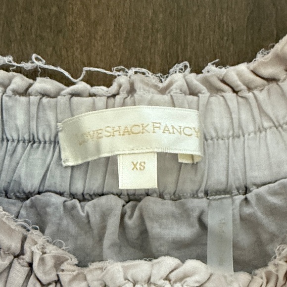 LoveShackFancy Washed Grey Ruffled Mini Skirt - Picture 2 of 5